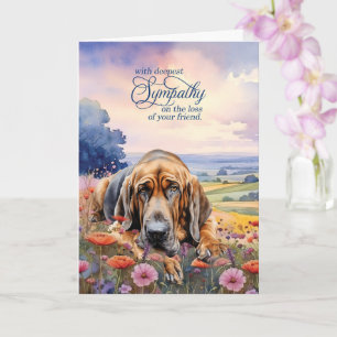 Bloedhondhond met Wilde Bloemen Huisdier Sympathie Kaart