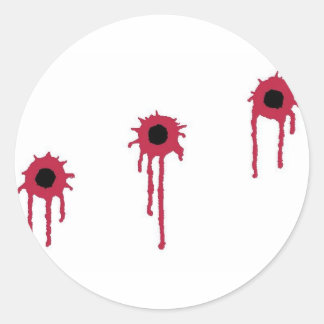 BLOEDIGE KOGELGATEN RONDE STICKER