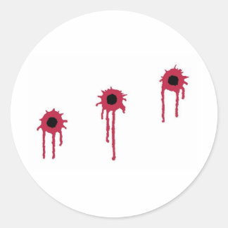 BLOEDIGE KOGELGATEN RONDE STICKER
