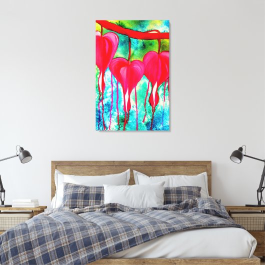 Bloeding Hartaandoeningen Waterverf abstract Canvas Afdruk (Insitu (Slaapkamer))