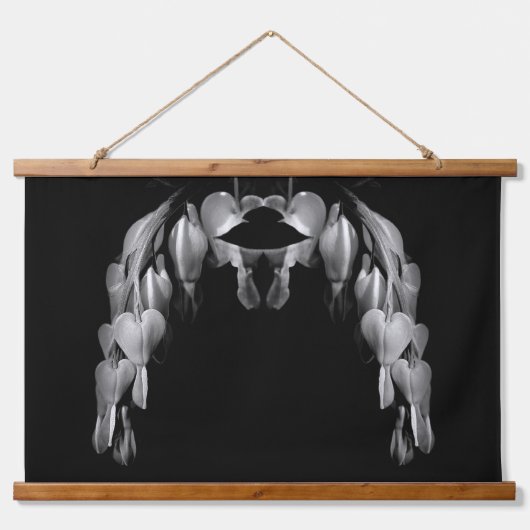 bloeding hartbloemen in zwart-wit Abstract Hangend Wandkleed (Voorkant)