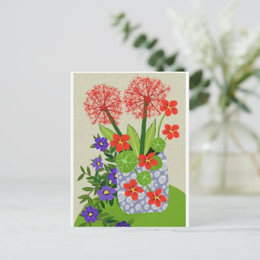 Bloedkalk, Surfinie en Nasturtium Briefkaart (Staand voorkant)