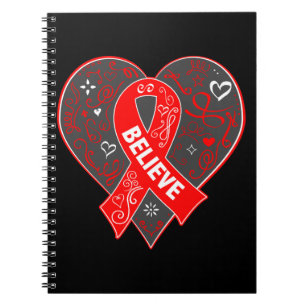 Bloedkanker Believe Ribbon Heart Notitieboek