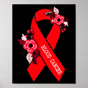 Bloedkanker Bewustmaking Floral Red Ribbon kan Poster