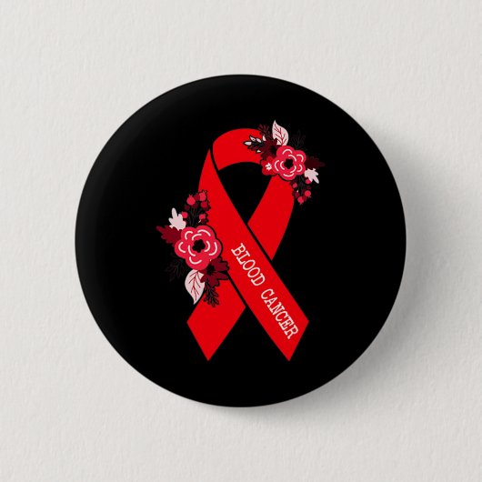 Bloedkanker Bewustmaking Floral Red Ribbon kan Ronde Button 5,7 Cm (Voorkant)
