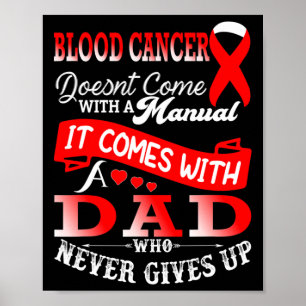 Bloedkanker Bewustzijn Rode Lint Papa Vader Steun Poster