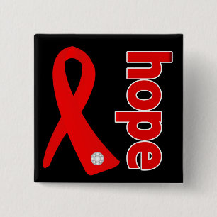 Bloedkanker Hope Ribbon Vierkante Button 5,1 Cm