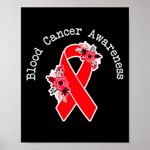 Bloedkankerbewustzijn Bloemenrood lint Bloedziekte Poster