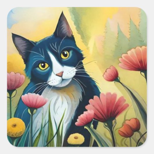 Bloedkat Vierkante Sticker (Voorkant)