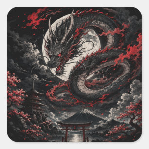 Bloedmaan Draak Vierkante Sticker