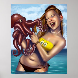 Bloedmeisje vs. octopus poster