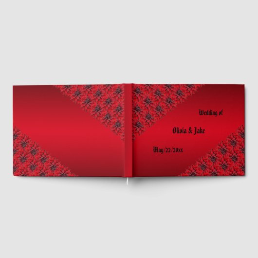 Bloedrode dahlias in een gothische bruiloft gastenboek (Volledig)