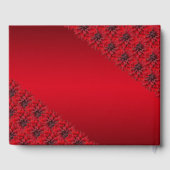 Bloedrode dahlias in een gothische bruiloft gastenboek (Achterkant)