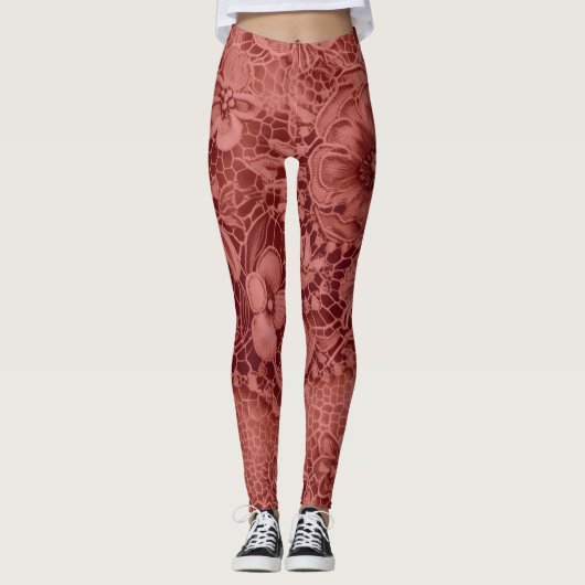 "Bloedrode  kant" Leggings (Voorkant)