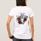 Bloedrode rozen met hart t-shirt (Achterkant)