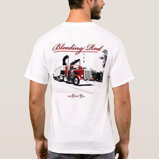 Bloedrood (blanco voorzijde) t-shirt (Achterkant)