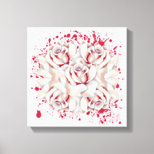 Bloedsplatoire rozen canvas afdruk