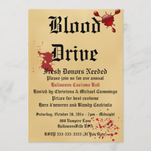 Bloedstation Vampire Halloween Party Invitation Kaart
