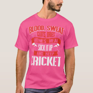Bloedstolsels die opdrogen, houden het cricket t-shirt