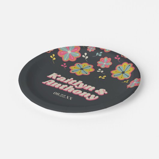 Bloedstroom 70's Retro Groovy Wedding Papieren Bordje (Gekanteld)