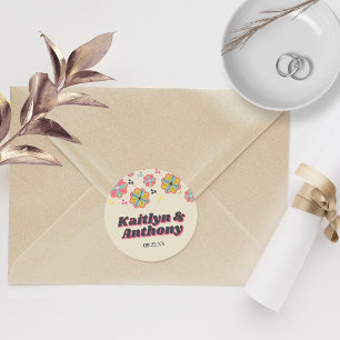 Bloedstroom 70's Retro Groovy Wedding Ronde Sticker