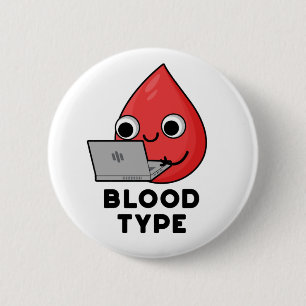 Bloedtype Funny Blood Drop Pun Ronde Button 5,7 Cm