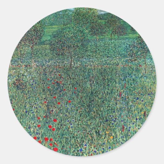 Bloedveld in Litzlberg Klimt,  landschap Ronde Sticker (Voorkant)