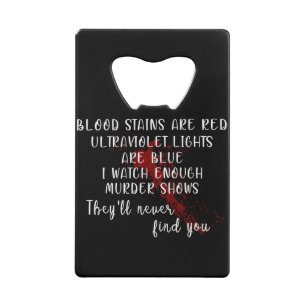 bloedvlekken rood, ultraviolet licht blauw kredietkaart flessenopener