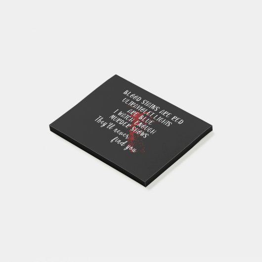 bloedvlekken rood, ultraviolet licht blauw post-it® notes (Schuin)