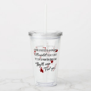 Bloedvlekken zijn Crimson Red Dark Murder Myster Acryl Drinkbeker