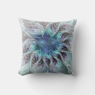 Bloei Abstracte Moderne Fractale Bloem Met Blauw Kussen