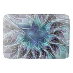 Bloei Abstracte Moderne Fractale Bloem Met Blauwe Badmat
