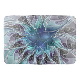 Bloei Abstracte Moderne Fractale Bloem Met Blauwe Badmat