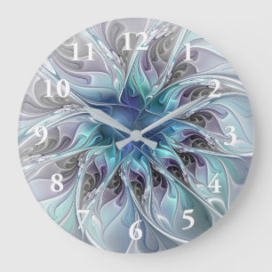 Bloei Abstracte Moderne Fractale Bloem Met Blauwe Grote Klok