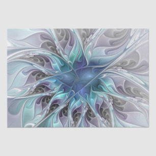 Bloei Abstracte Moderne Fractale Bloem Met Blauwe Tissuepapier