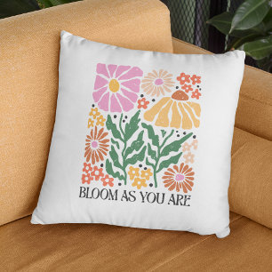 Bloei als je bent Boho Floral Inspirerend Quote Kussen