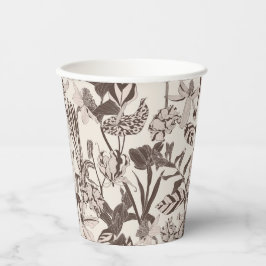 Bloei betegelde siertextuur met bloemen. papieren bekers