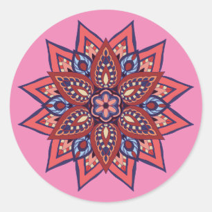 Bloei Boho Mandala Ronde Sticker