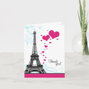 Bloei de Toren van Eiffel de Parijse Liefde u Bedankkaart