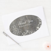Bloei kant hout land bruiloft dank u ovale sticker (Envelop)