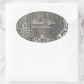 Bloei kant hout land bruiloft dank u ovale sticker (Tas)