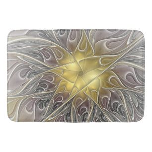 Bloei met gouden moderne abstracte fractalbloem badmat