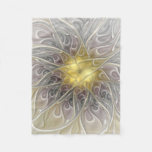 Bloei met gouden moderne abstracte fractale bloem fleece deken