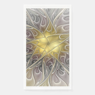 Bloei met moderne abstracte fractale bloem in goud servet