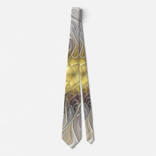 Bloei met moderne abstracte fractale bloem in goud stropdas