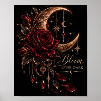 Bloei Na Donker | Gotische Burgundyroos & Celestia Poster