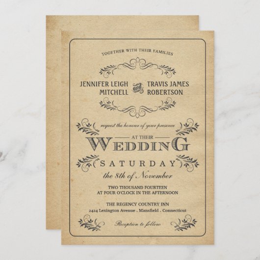  Bloei Perkament bruiloft uitnodigingen (Voorkant / Achterkant)