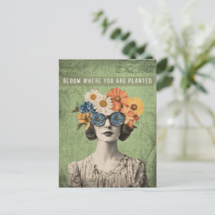 Bloei Waar Geplant Surrealistische Bloem Vrouw Briefkaart