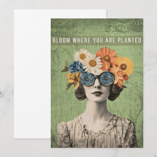 Bloei Waar Geplant Surrealistische Bloem Vrouw Kaart