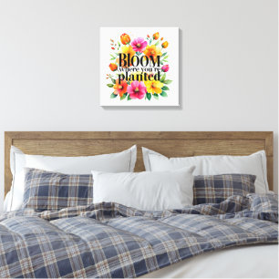 Bloei waar je bent geplant - Levendige bloemenmoti Canvas Afdruk
